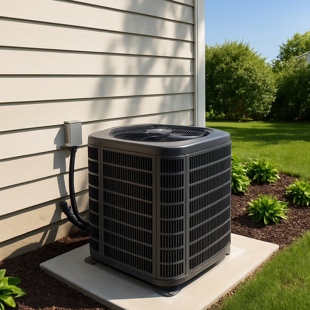 A new outdoor air conditioner beside a home