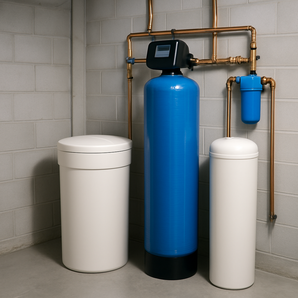 A whole-home water softener system